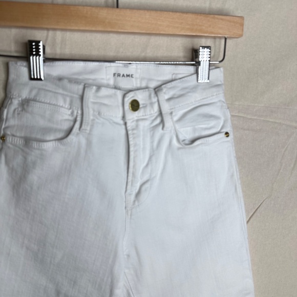 Frame Le High Straight Blanc Denim Jeans Women's Size 24 White - Picture 3 of 8